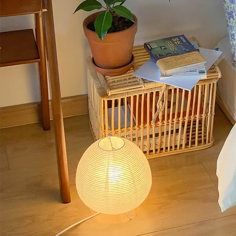 Wabi sabi white paper led table lamp bedroom lantern light