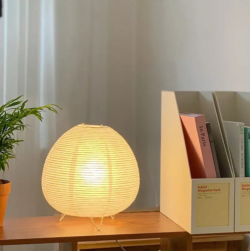 Wabi sabi white paper led table lamp bedroom lantern light