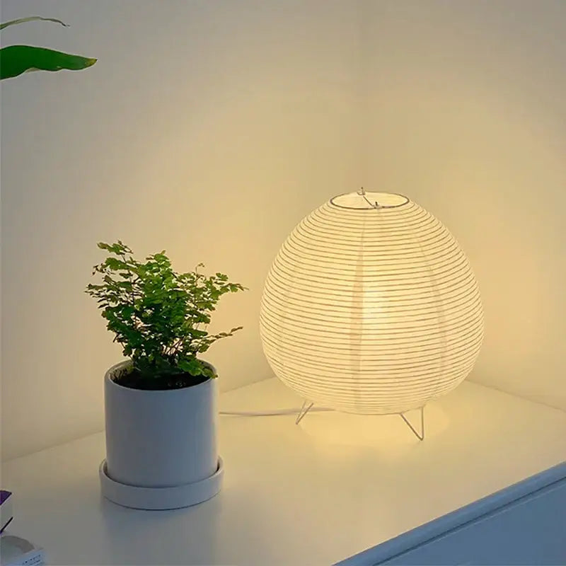 Wabi sabi white paper led table lamp bedroom lantern light