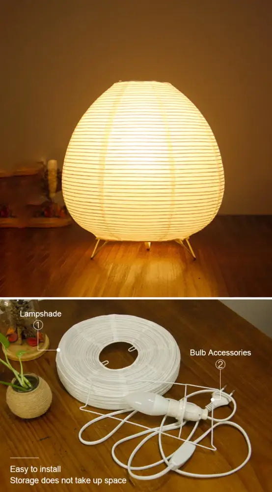 Wabi sabi white paper led table lamp bedroom lantern light