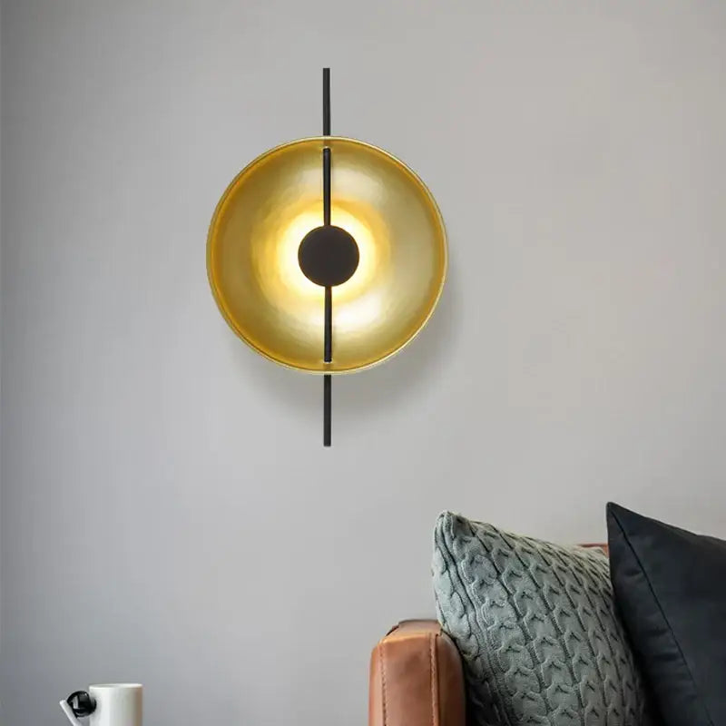 Minimalist matte gold and black modern wall sconce bedroom light