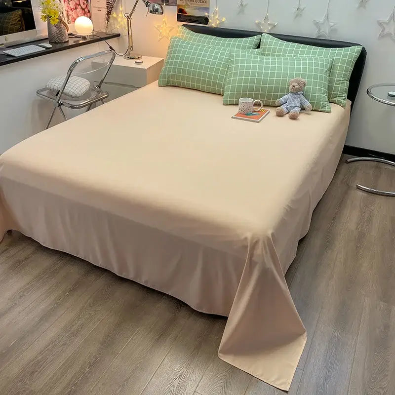Nordic plaid green cotton bedding set for bedroom comfort