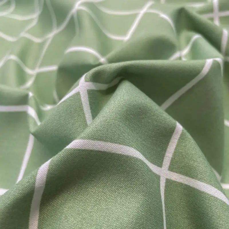 Nordic plaid green cotton bedding set for bedroom comfort