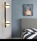 Modern black nordic planter light sconce with glass globes bedroom