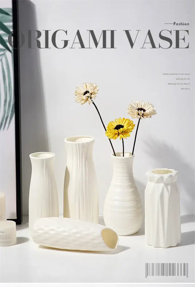 Geometric white nordic plastic vase living room floral decor