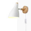 Minimalist white wood wall sconce bedroom majlene plug light
