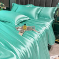 Luxury mint green satin bedding set for bedroom duvet cover