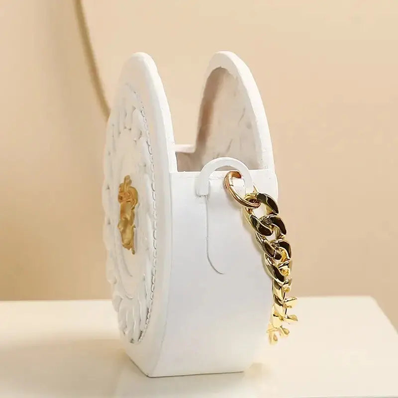 Nordic style white handbag flower vase living room decor