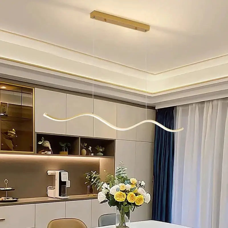 Modern wavy white led pendant light for nordic style dining room