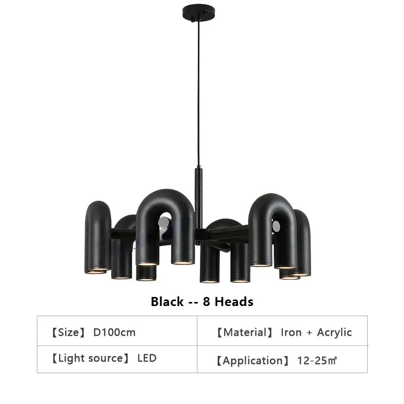 Modern red u shape led ceiling chandelier living room pendant light