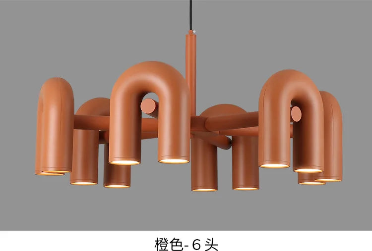 Modern blue u shape led ceiling chandelier for living room