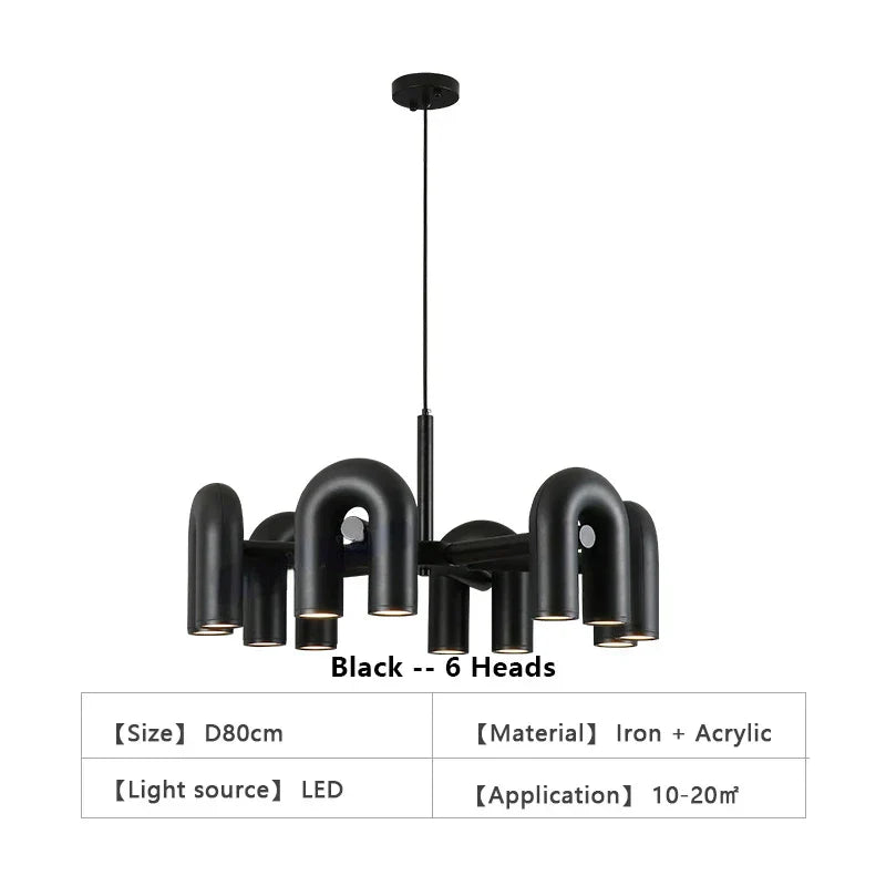 Modern red u shape led ceiling chandelier living room pendant light