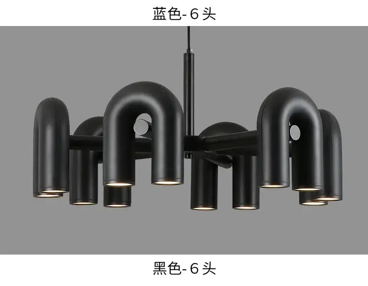 Modern blue u shape led ceiling chandelier for living room