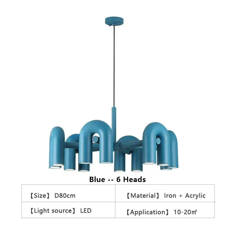 Modern gray eight u shape led ceiling chandelier living room