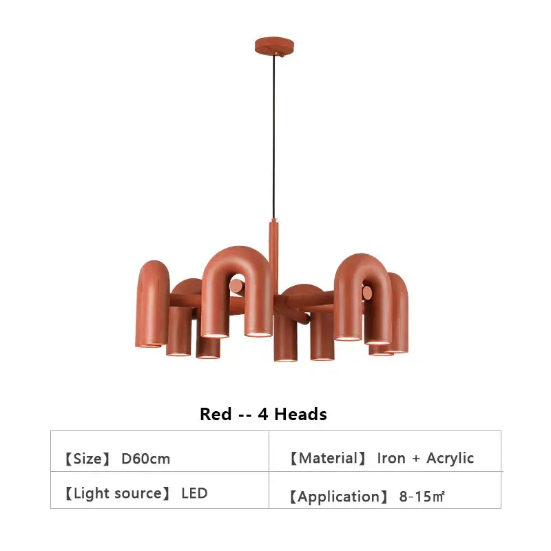 Modern blue u shape led ceiling chandelier for living room
