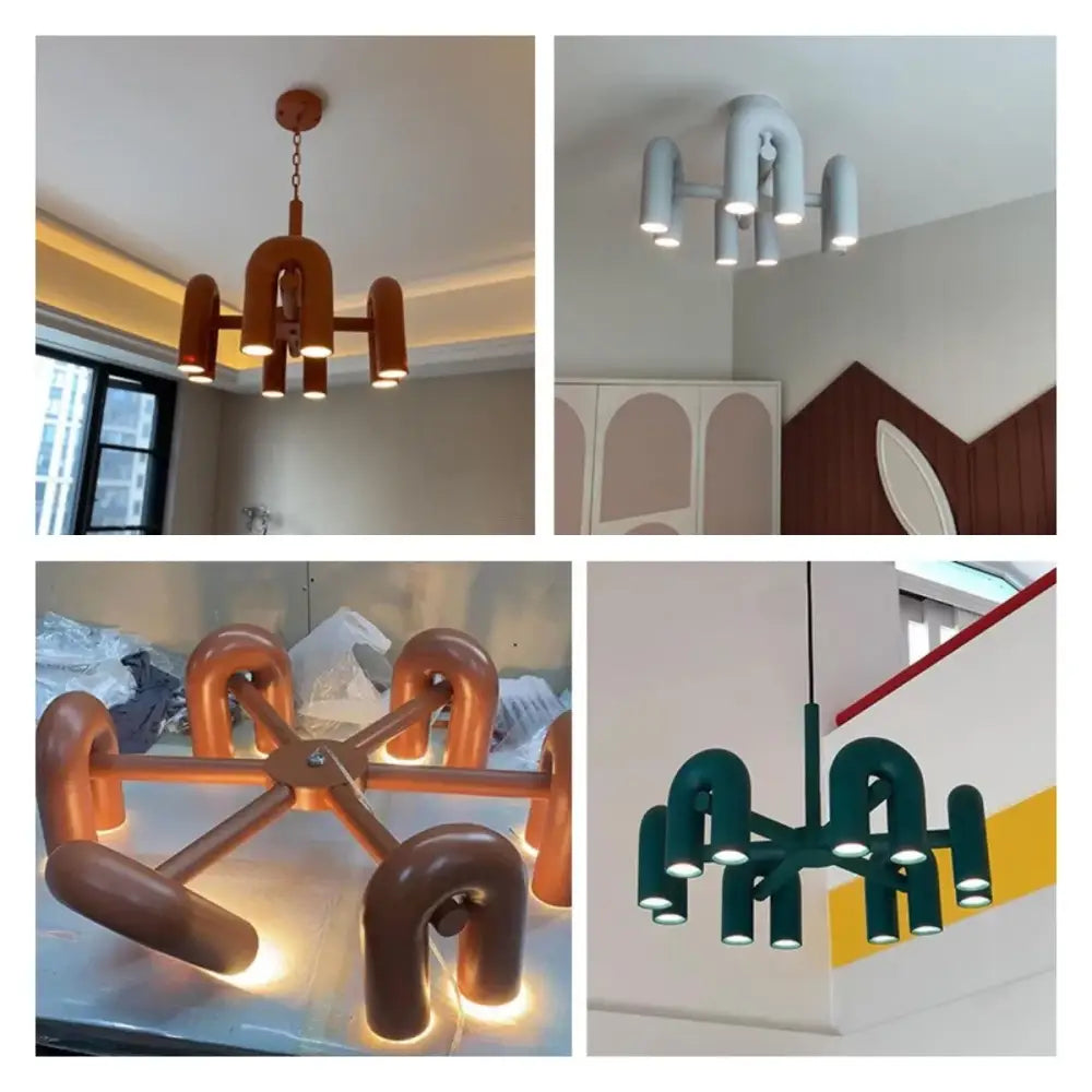 Modern gray eight u shape led ceiling chandelier living room
