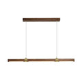 Modern wood island pendant light with brass accents dining room