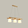 Modern wood pendant light with glass lampshade for dining room