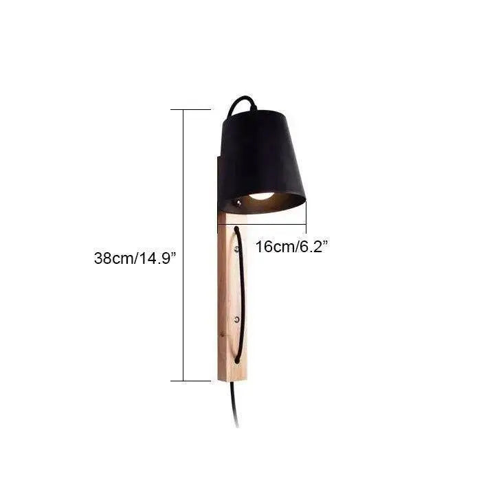 Modern black and wood mida wall sconce bedroom plug in light