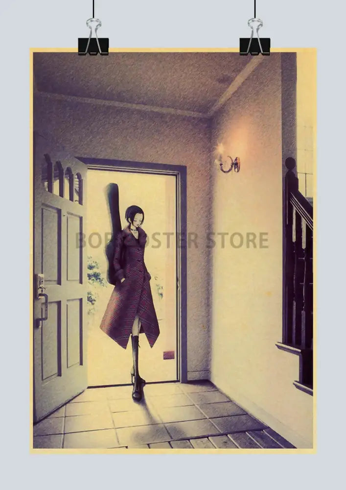 Retro kraft paper anime nana framed poster set kitchen wall decor
