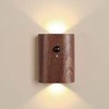 Modern wooden battery operated wall sconce bedroom motion sensor light