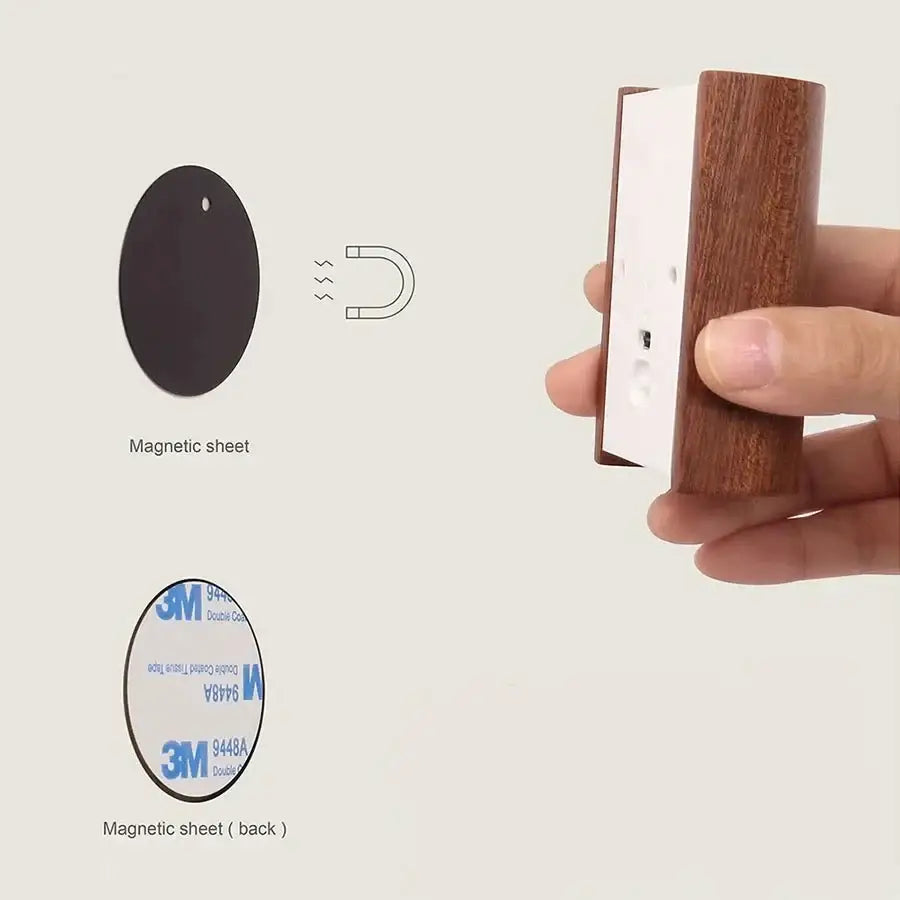 Modern wooden battery operated wall sconce bedroom motion sensor light
