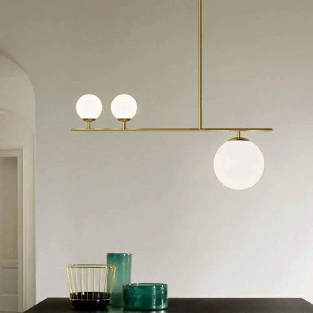 Modern brass globe hanging lamp kitchen island three light pendant