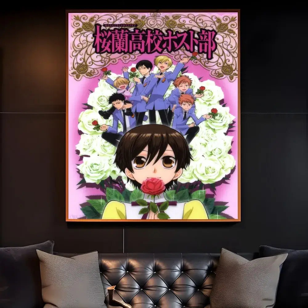 Anime pink & white high school host club poster bedroom wall art