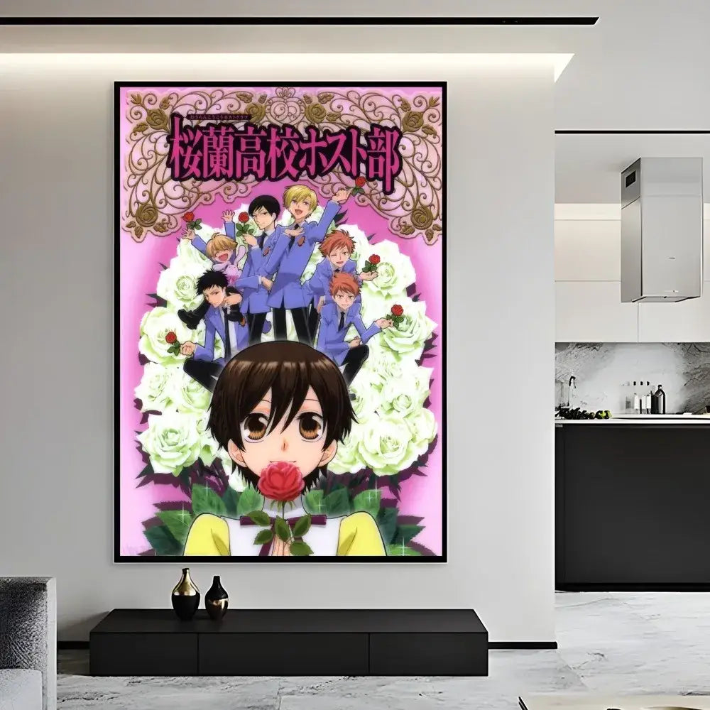 Anime pink & white high school host club poster bedroom wall art