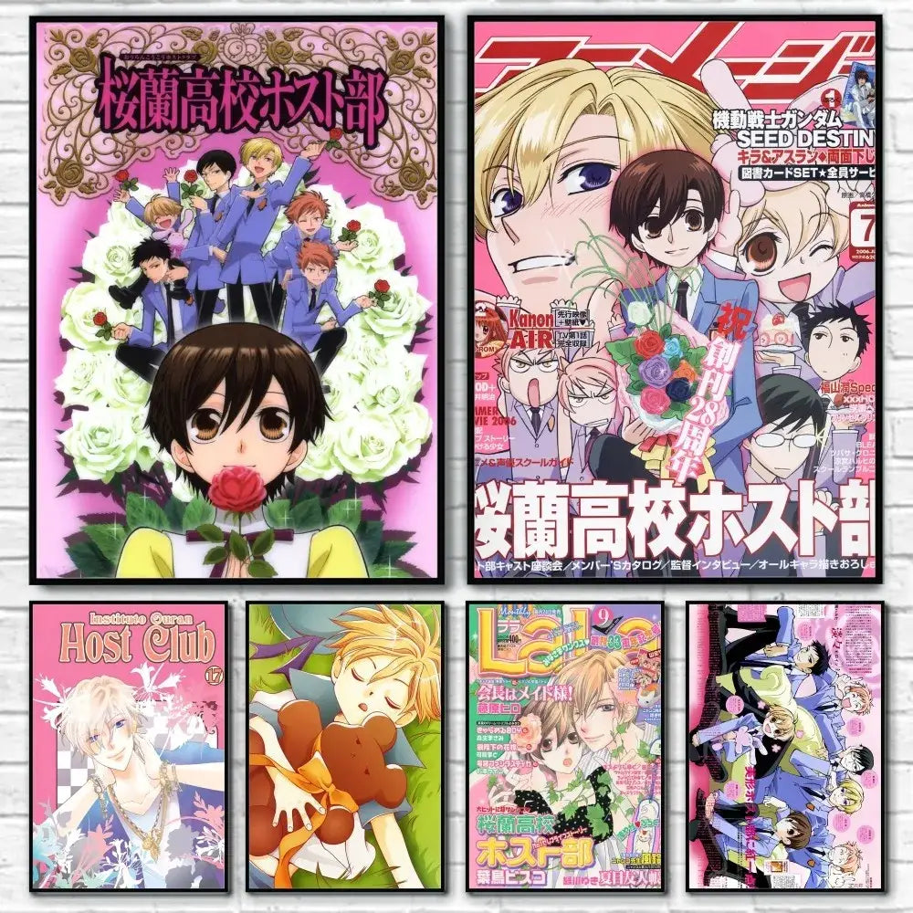 Anime pink & white high school host club poster bedroom wall art