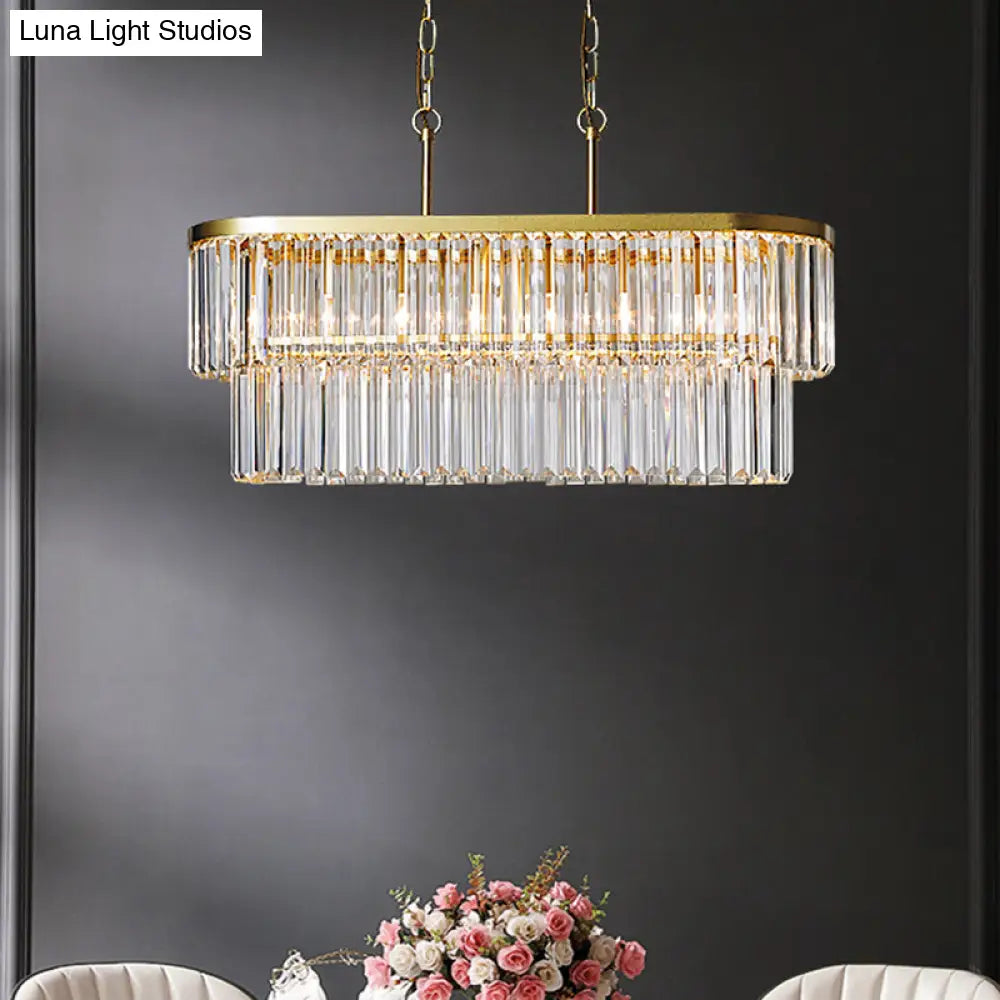 DecorBites™ Oval Island Ceiling Light with Postmodern Design - 4 Clear Crystal Rod Suspension Heads