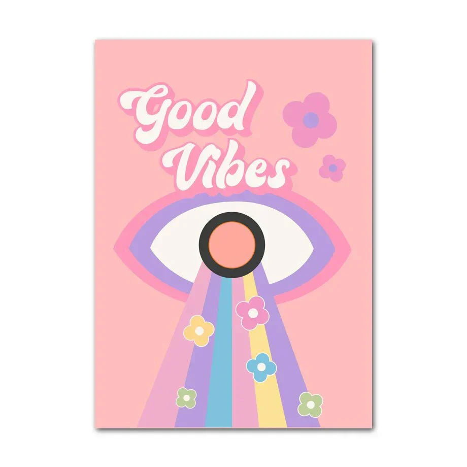 Pastel flower power purple checkered wall art bedroom poster