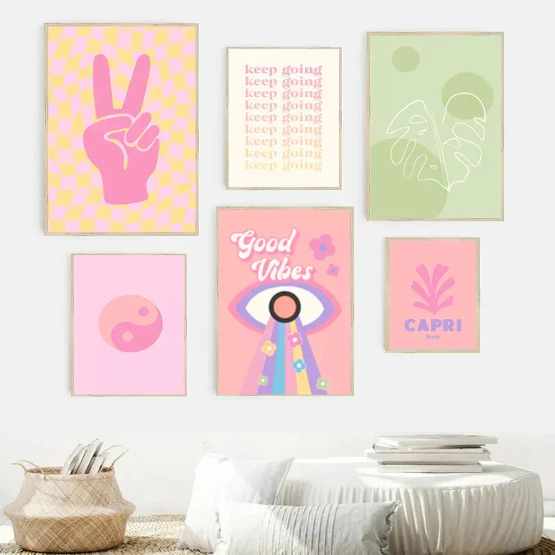 Abstract danish pastel mint & cream wall art – living room poster