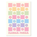 Pastel flower power purple checkered wall art bedroom poster