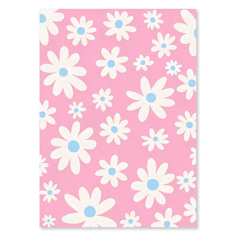 Pastel blue think happy thoughts smiley flower wall art bedroom