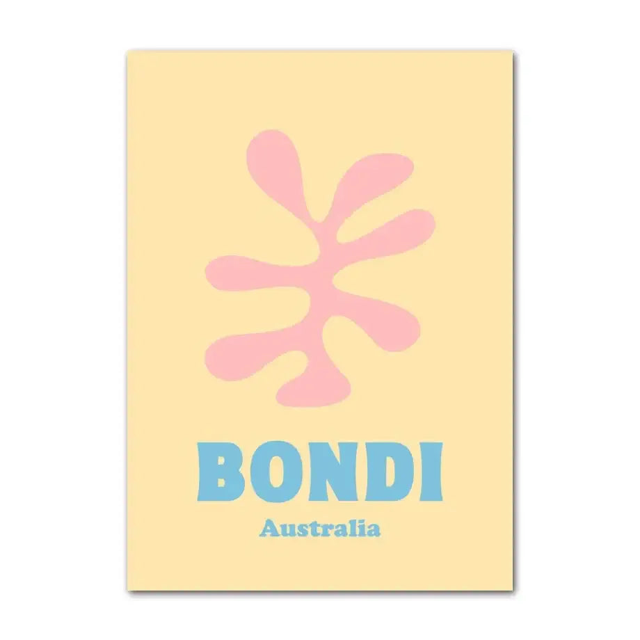Danish pastel pink & light blue smiley flower canvas – bedroom art