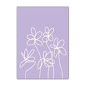 Minimalist lavender and white smiley flower wall art bedroom decor