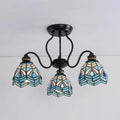 Traditional peacock stained glass semi flush light – dining room