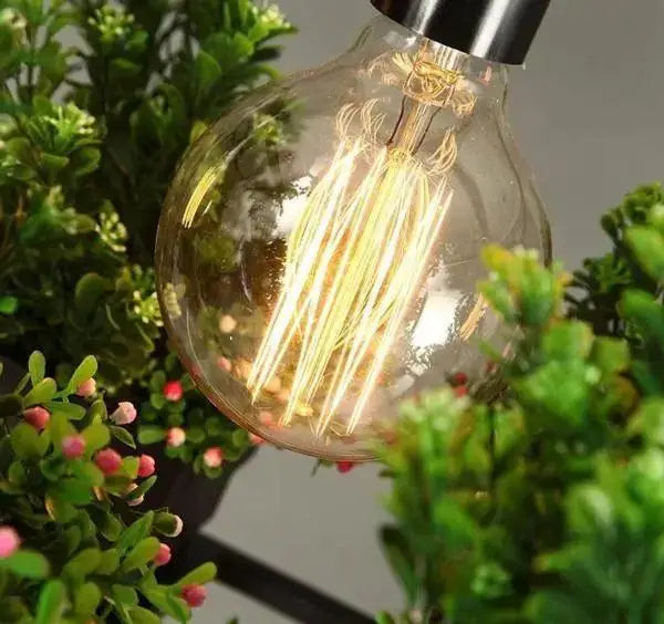 Industrial black metal planter light chandelier dining room pendant