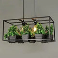 Industrial black metal planter light chandelier dining room pendant