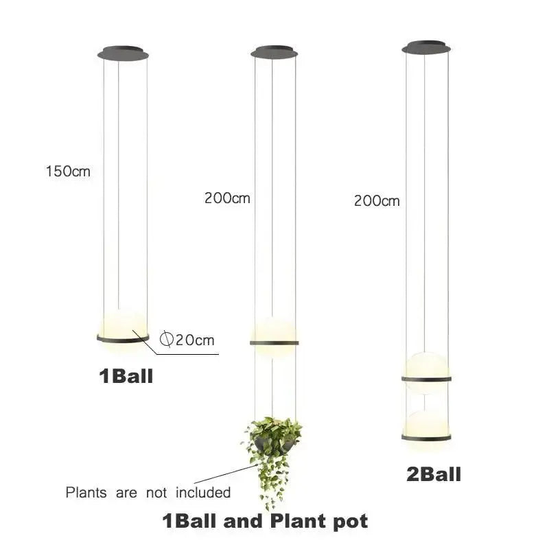 Modern matte black planter light pendant frosted glass dining room