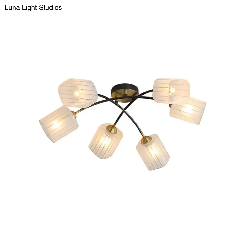 Post modern black & gold frosted glass semi-flush mount living room light