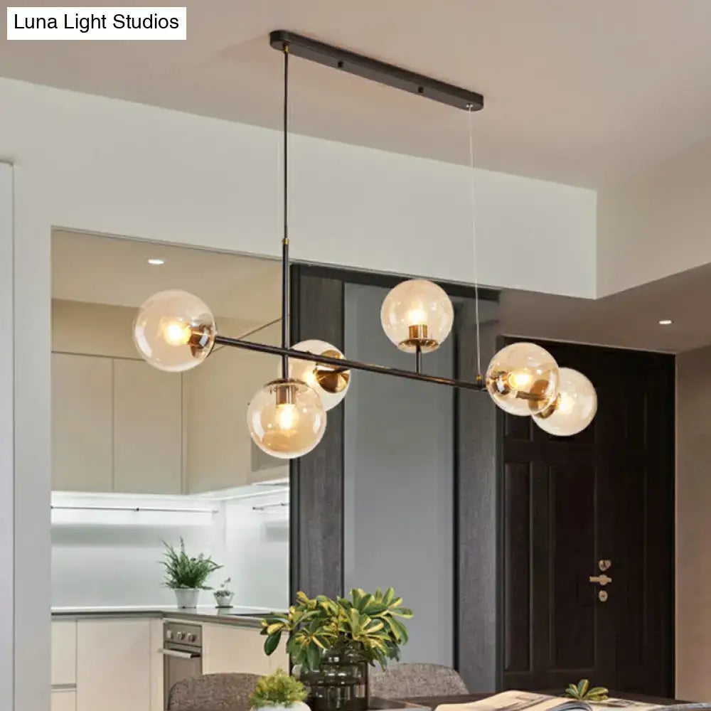 Postmodern black 6-light glass globe chandelier dining room e26 e27 light
