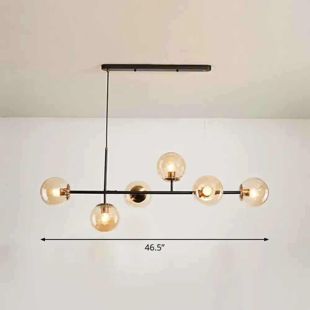 Postmodern black 6-light glass globe chandelier dining room e26 e27 light