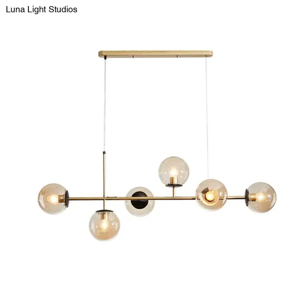 Postmodern black 6-light glass globe chandelier dining room e26 e27 light