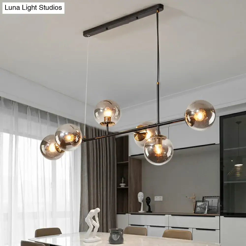 Postmodern black 6-light glass globe chandelier dining room e26 e27 light