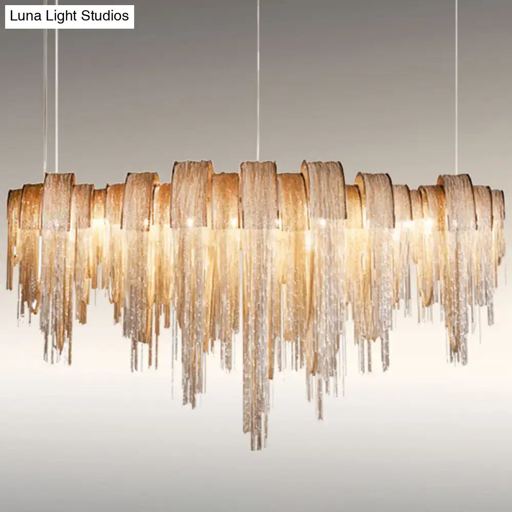 Postmodern gold aluminum tassel pendant lighting dining room ceiling light