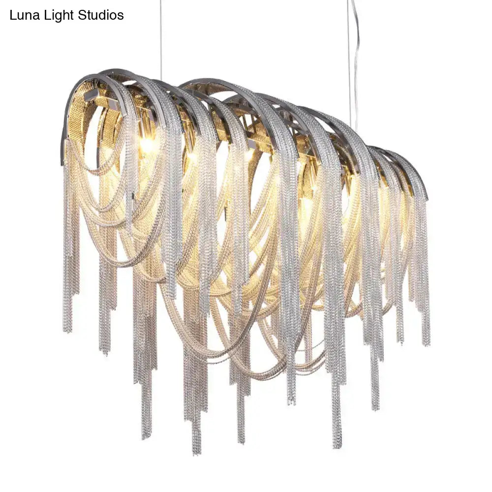Postmodern gold aluminum tassel pendant lighting dining room ceiling light
