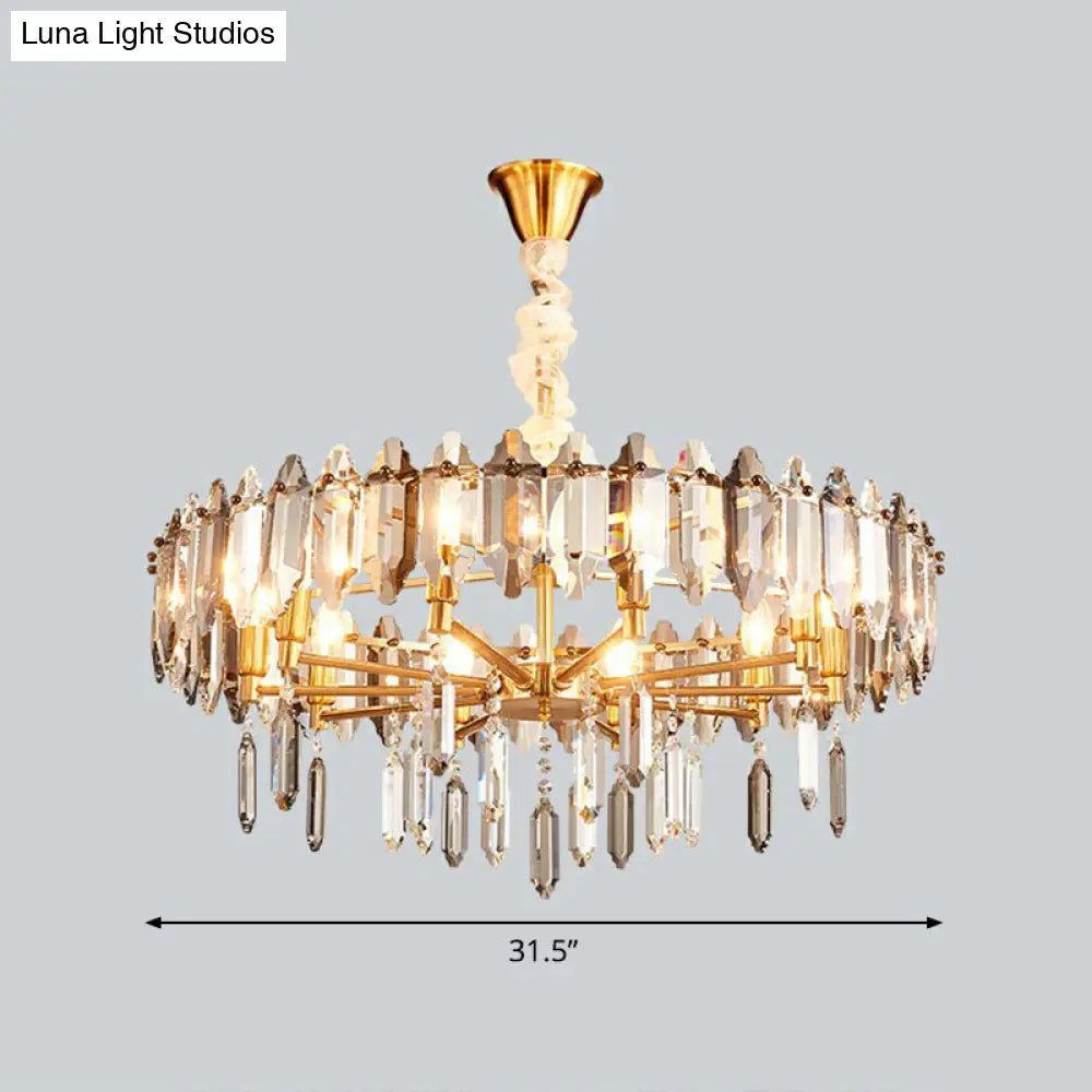 DecorBites™ Postmodern Crystal Chandelier for Living Room with Clear Loop Shade