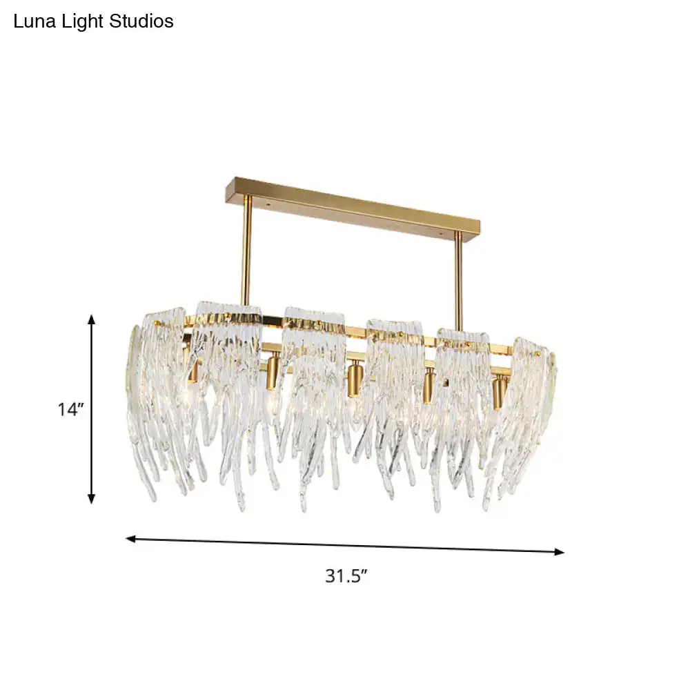 Postmodern gold crystal island pendant light for dining room